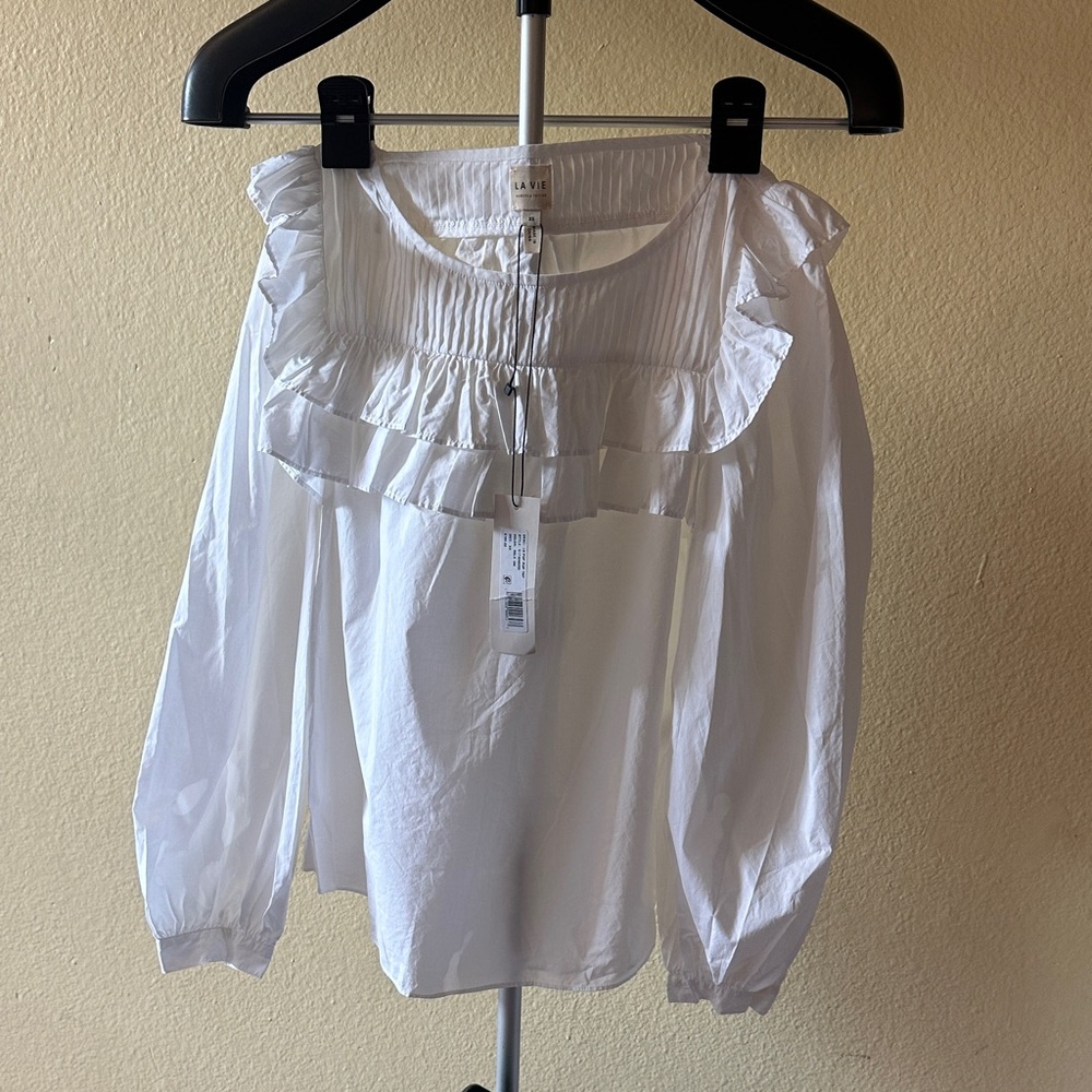 Rebecca Taylor White Ruffled Blouse